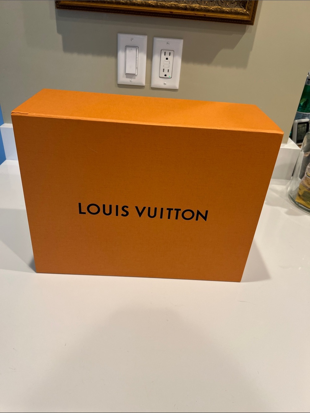 Louis Vuitton Orange Purse Box with Black Logo